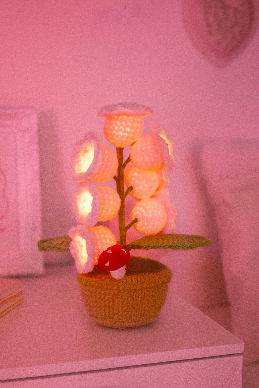 Pink Crochet Light Plants